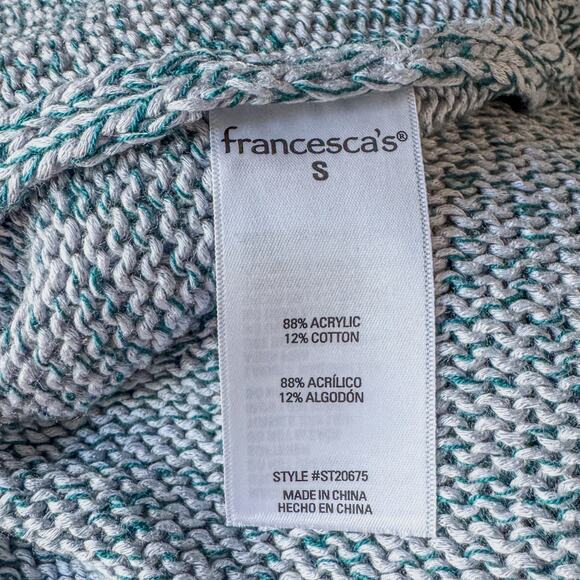 NWT-Miami of Francesca’s, Alice Lace Up Pullover Sweater-Teal-Women’s Size Small - Picture 7 of 10